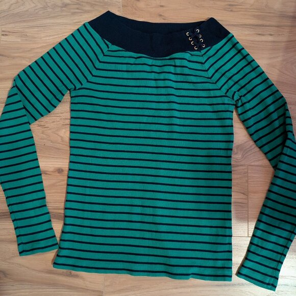 Lauren Ralph Lauren Size Large Long Sleeve Boat Neckline with 8 eyelets threaded - Picture 1 of 4